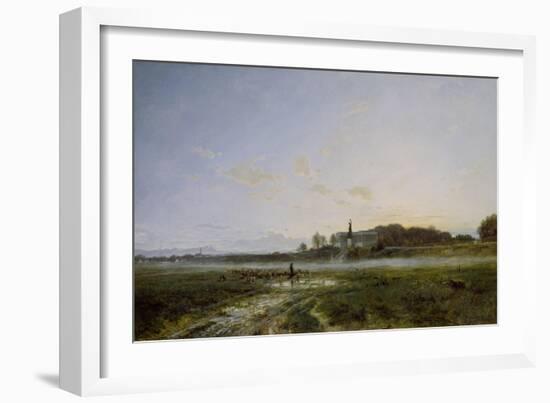 Die Theresienwiese Mit Der Bavaria in Abendstimmung, 1882-Adolf Heinrich Lier-Framed Giclee Print