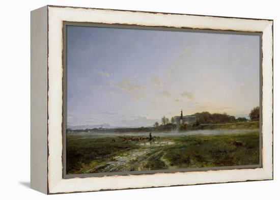 Die Theresienwiese Mit Der Bavaria in Abendstimmung, 1882-Adolf Heinrich Lier-Framed Premier Image Canvas