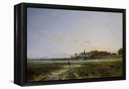 Die Theresienwiese Mit Der Bavaria in Abendstimmung, 1882-Adolf Heinrich Lier-Framed Premier Image Canvas