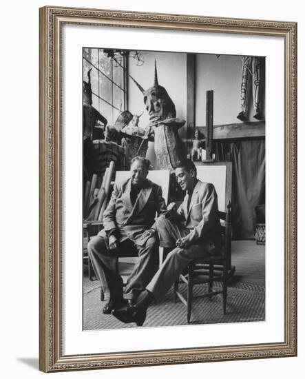 Diego Rivera in His Studio with Comedian Cantinflas-Allan Grant-Framed Premium Photographic Print