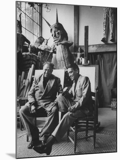 Diego Rivera in His Studio with Comedian Cantinflas-Allan Grant-Mounted Premium Photographic Print