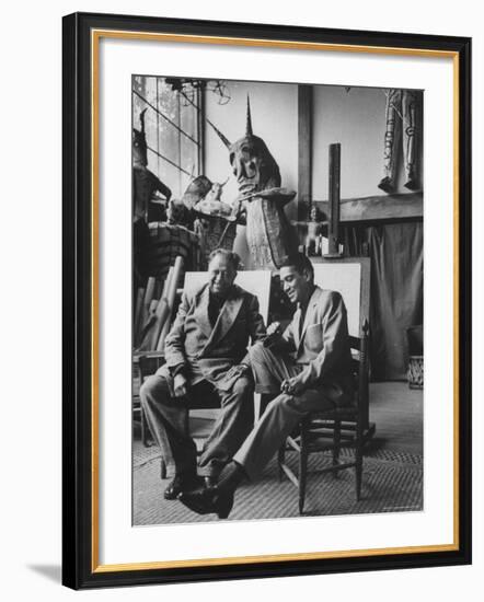 Diego Rivera in His Studio with Comedian Cantinflas-Allan Grant-Framed Premium Photographic Print