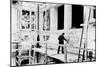 Diego Rivera Painting the East Wall of 'Detroit Industry' (B/W Photo)-null-Mounted Giclee Print