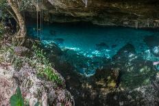 Panorama, Snorkeling Cenote Cavern at Tulum. Cancun. Traveling through Mexico.-diegocardini-Mounted Photographic Print
