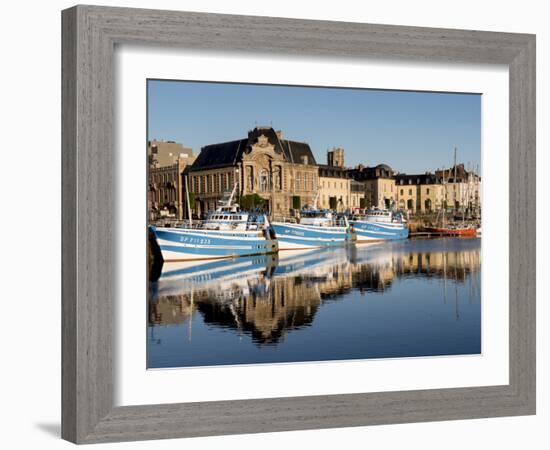 Dieppe harbour waterfront fishing port, Dieppe, Seine-Maritime, Normandy, France-Charles Bowman-Framed Photographic Print