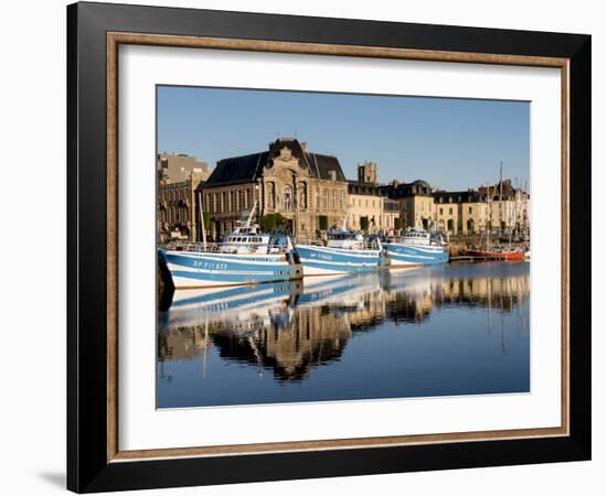 Dieppe harbour waterfront fishing port, Dieppe, Seine-Maritime, Normandy, France-Charles Bowman-Framed Photographic Print