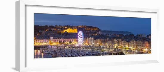 Dieppe harbour waterfront marina panorama at dusk, Dieppe, Seine-Maritime, Normandy, France-Charles Bowman-Framed Photographic Print