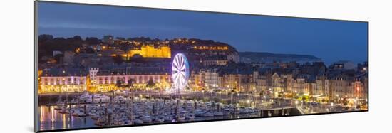 Dieppe harbour waterfront marina panorama at dusk, Dieppe, Seine-Maritime, Normandy, France-Charles Bowman-Mounted Photographic Print