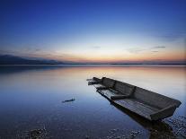 Boat Wreck in the Afterglow at Chiemsee, Bavaria, Germany, Europe-Dieter Meyrl-Framed Premier Image Canvas