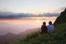 Sitting, Austria, Vorarlberg, Meadow, Couple-Dietmar Walser-Photographic Print