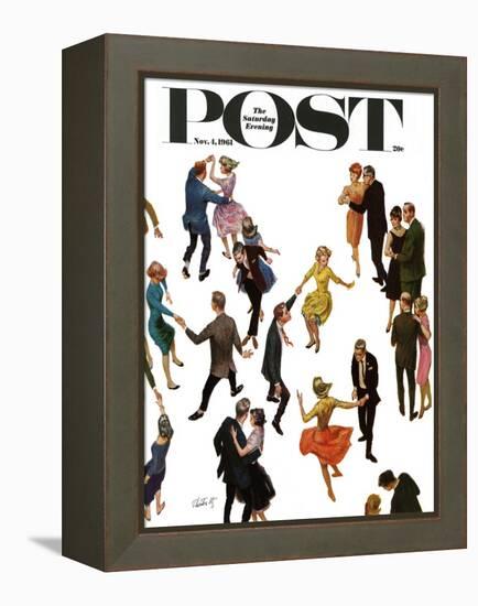 "Different Dancing Styles," Saturday Evening Post Cover, November 4, 1961-Thornton Utz-Framed Premier Image Canvas