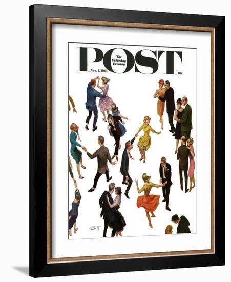 "Different Dancing Styles," Saturday Evening Post Cover, November 4, 1961-Thornton Utz-Framed Giclee Print