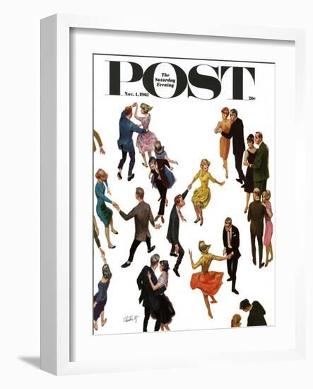 "Different Dancing Styles," Saturday Evening Post Cover, November 4, 1961-Thornton Utz-Framed Giclee Print