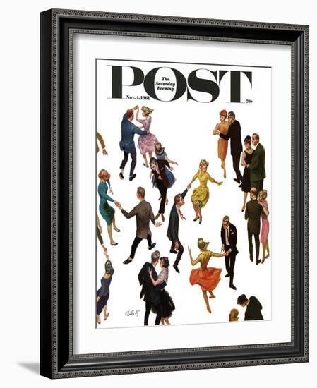 "Different Dancing Styles," Saturday Evening Post Cover, November 4, 1961-Thornton Utz-Framed Giclee Print