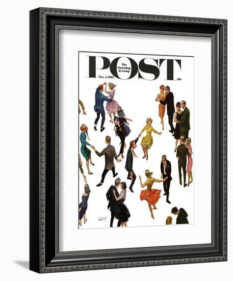 "Different Dancing Styles," Saturday Evening Post Cover, November 4, 1961-Thornton Utz-Framed Giclee Print