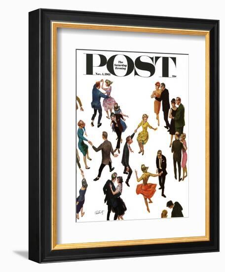 "Different Dancing Styles," Saturday Evening Post Cover, November 4, 1961-Thornton Utz-Framed Giclee Print