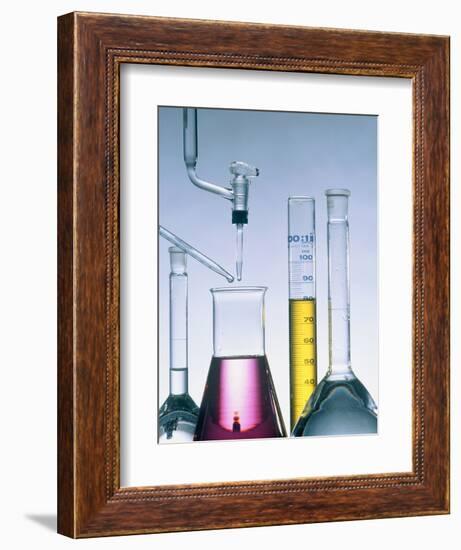 Different flasks with fluids-Paul Steeger-Framed Photographic Print