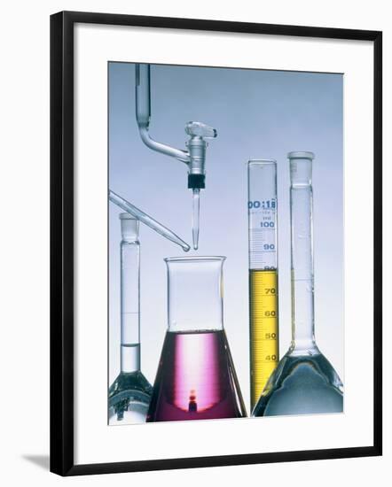 Different flasks with fluids-Paul Steeger-Framed Photographic Print