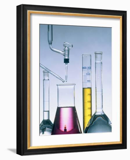 Different flasks with fluids-Paul Steeger-Framed Photographic Print