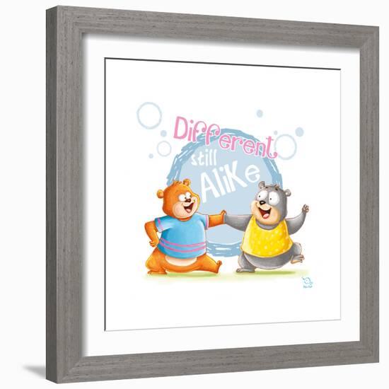 Different Still Alike-Blue Fish-Framed Art Print