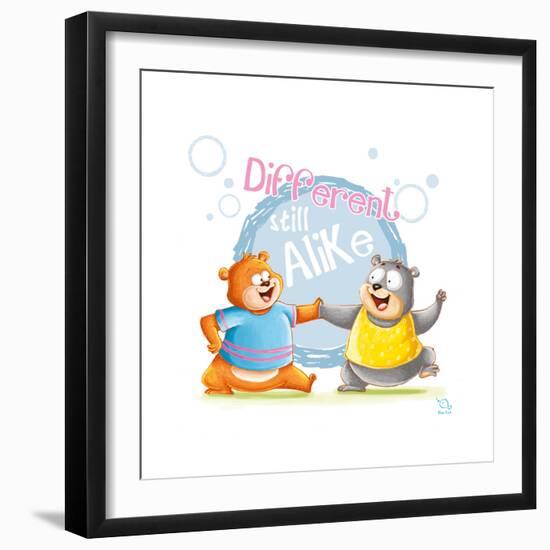 Different Still Alike-Blue Fish-Framed Art Print