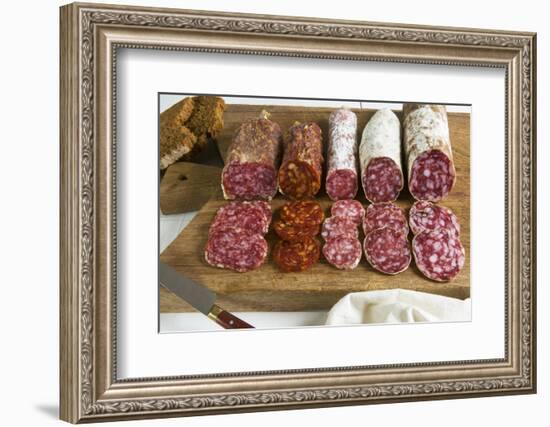 Different Type of Tuscan Salami, Tuscany, Italy-Nico Tondini-Framed Photographic Print