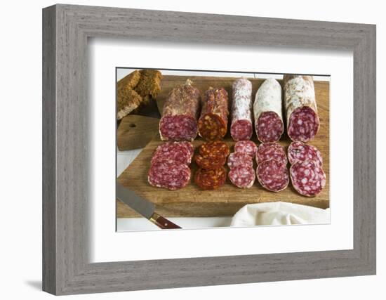 Different Type of Tuscan Salami, Tuscany, Italy-Nico Tondini-Framed Photographic Print