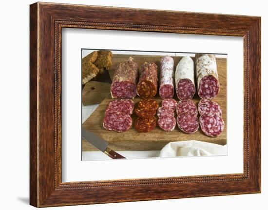 Different Type of Tuscan Salami, Tuscany, Italy-Nico Tondini-Framed Photographic Print