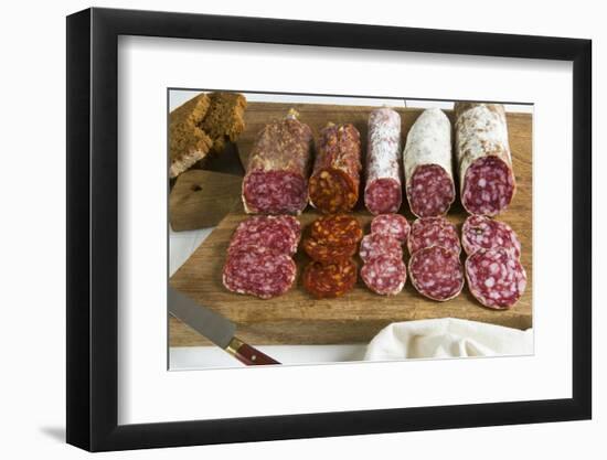 Different Type of Tuscan Salami, Tuscany, Italy-Nico Tondini-Framed Photographic Print