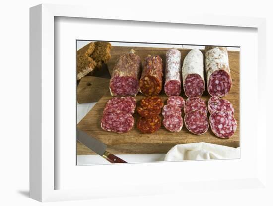 Different Type of Tuscan Salami, Tuscany, Italy-Nico Tondini-Framed Photographic Print