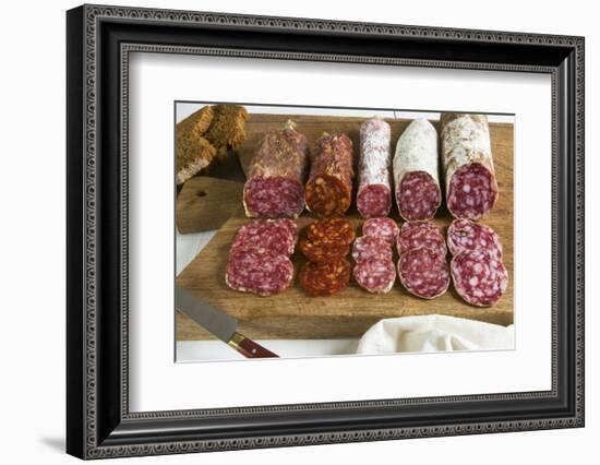 Different Type of Tuscan Salami, Tuscany, Italy-Nico Tondini-Framed Photographic Print