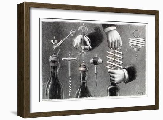 Different Types of Corkscrew, 1893-Louis Poyet-Framed Giclee Print