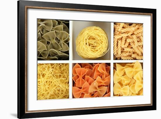 Different Types Of Pasta In White Wooden Box Sections Close-Up-Yastremska-Framed Art Print