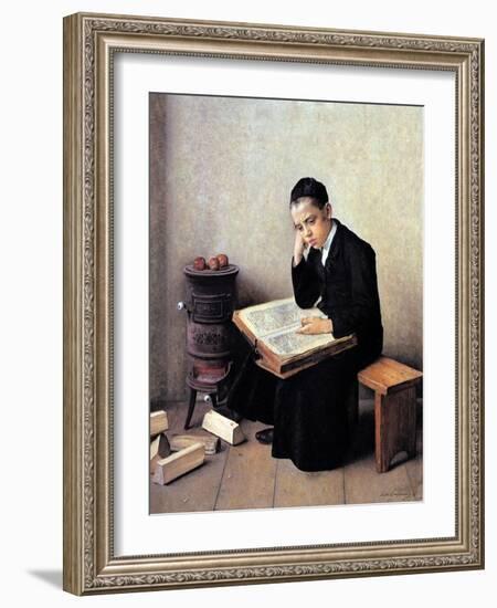 Difficult Passage in the Talmud-Isidor Kaufmann-Framed Art Print