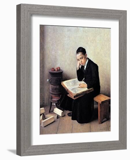 Difficult Passage in the Talmud-Isidor Kaufmann-Framed Art Print