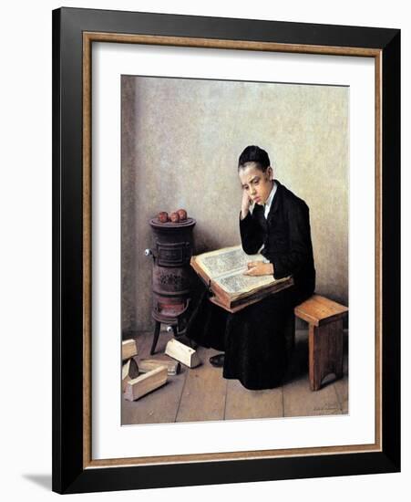 Difficult Passage in the Talmud-Isidor Kaufmann-Framed Art Print