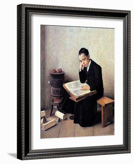 Difficult Passage in the Talmud-Isidor Kaufmann-Framed Art Print