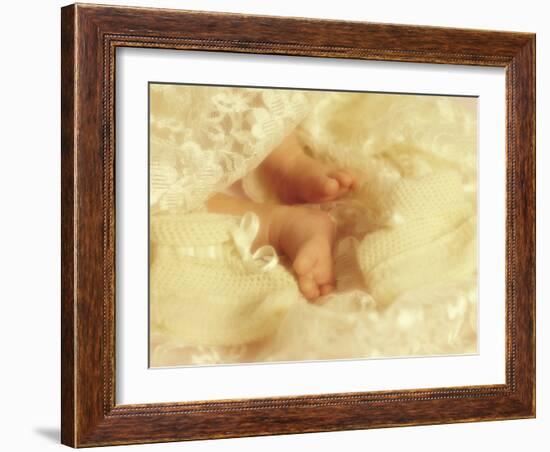 Diffused Effect of Baby Feet, Lacen and Booties-Steve Satushek-Framed Photographic Print