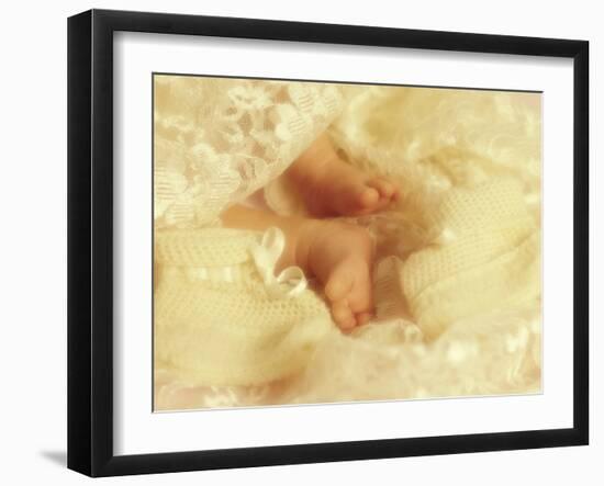 Diffused Effect of Baby Feet, Lacen and Booties-Steve Satushek-Framed Photographic Print