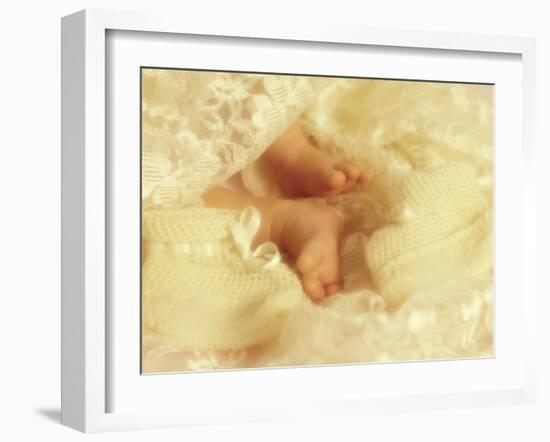 Diffused Effect of Baby Feet, Lacen and Booties-Steve Satushek-Framed Photographic Print