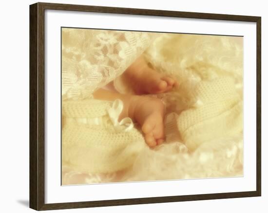 Diffused Effect of Baby Feet, Lacen and Booties-Steve Satushek-Framed Photographic Print