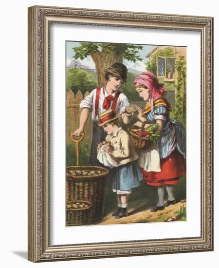 Digging Potatoes-English School-Framed Giclee Print