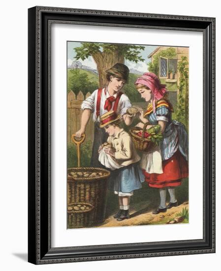 Digging Potatoes-English School-Framed Giclee Print