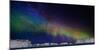 Digital Composite - Aurora Borealis or Northern Lights in Iceland and Icebergs in Greenland-null-Mounted Photographic Print