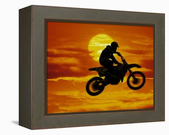 Digital Composite of Motocross Racer Doing Jump-Steve Satushek-Framed Premier Image Canvas