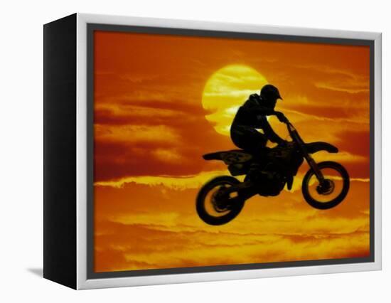 Digital Composite of Motocross Racer Doing Jump-Steve Satushek-Framed Premier Image Canvas