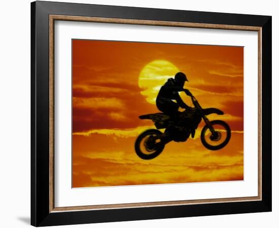 Digital Composite of Motocross Racer Doing Jump-Steve Satushek-Framed Photographic Print