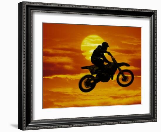 Digital Composite of Motocross Racer Doing Jump-Steve Satushek-Framed Photographic Print