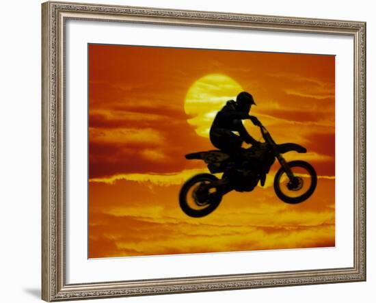 Digital Composite of Motocross Racer Doing Jump-Steve Satushek-Framed Photographic Print