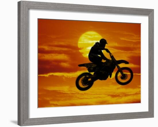 Digital Composite of Motocross Racer Doing Jump-Steve Satushek-Framed Photographic Print